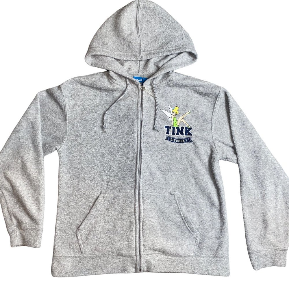 Rare Disney Tinker Bell Gray Zipper Hoodie Sweatshirt Par Excellence Tink